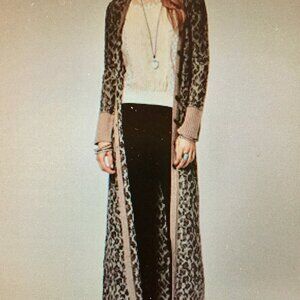 FREE PEOPLE Kitty to the Max LEOPARD PRINT LONG  DUSTER / CARDIGAN
